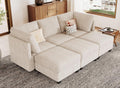 Belffin Modular Sectional Sleeper Sofa with Storage Seat 6 Seat Sectional Sleeper Sofa Bed Corduroy Convertible Sectional Couch with Reversible Chaise Beige Modular Couch for Living Room
