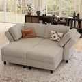 Belffin 63' Modular Sectional Sofa,Couch with Deep Seat,Convertible 4 Seat Sleeper Sofa with Movable Storage Ottoman Chaise,Upholstered Comfy Sectional Couches for Living Room,Grey Velvet