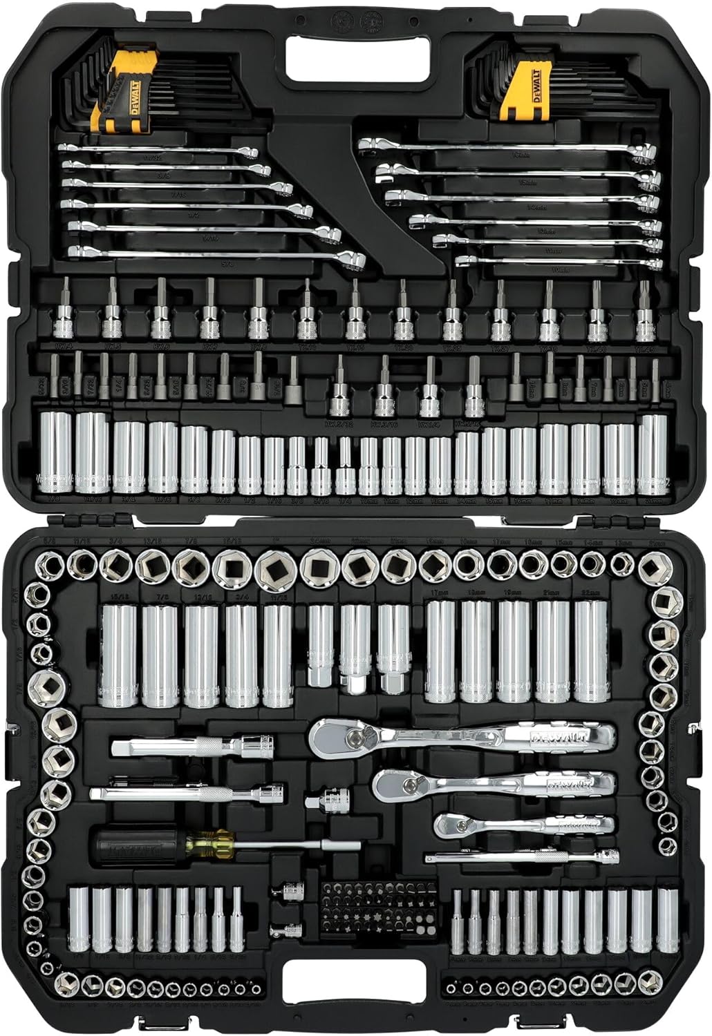 DEWALT Mechanic Tool Set, 247-Piece, 1/4 in., 3/8 in. and 1/2 in. Drive, SAE, Ratchets, Sockets, Hex Keys, Combination Wrenches, Polish Chrome Finish (DWMT81535)