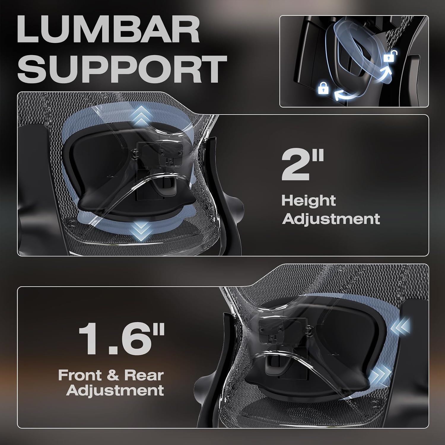 ELABEST X100 Ergonomic Mesh Office Chair with Footrest, Big and Tall Hone Desk Chair with 5D Flip-Up Arms, Adjustable 3D Lumbar Support,Gaming & Executive Computer Chairs (Night Reaper)