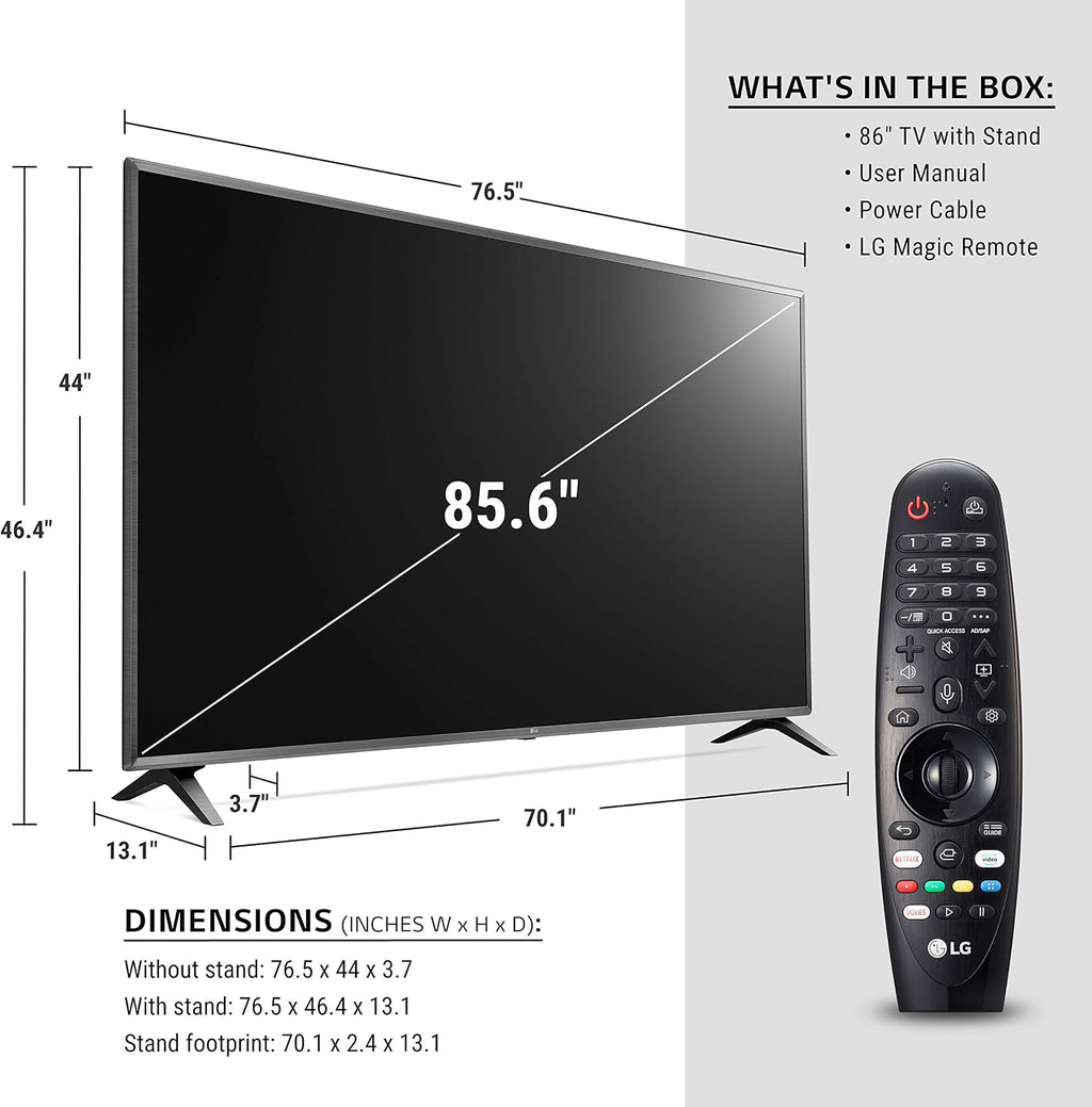LG 85 Series 86' Alexa Built-in, Smart 4K UHD TV, Native 120Hz Refresh Rate, Dolby Cinema, Director Settings, Gaming Mode, with Magic Remote (86UN8570PUC, 2020)
