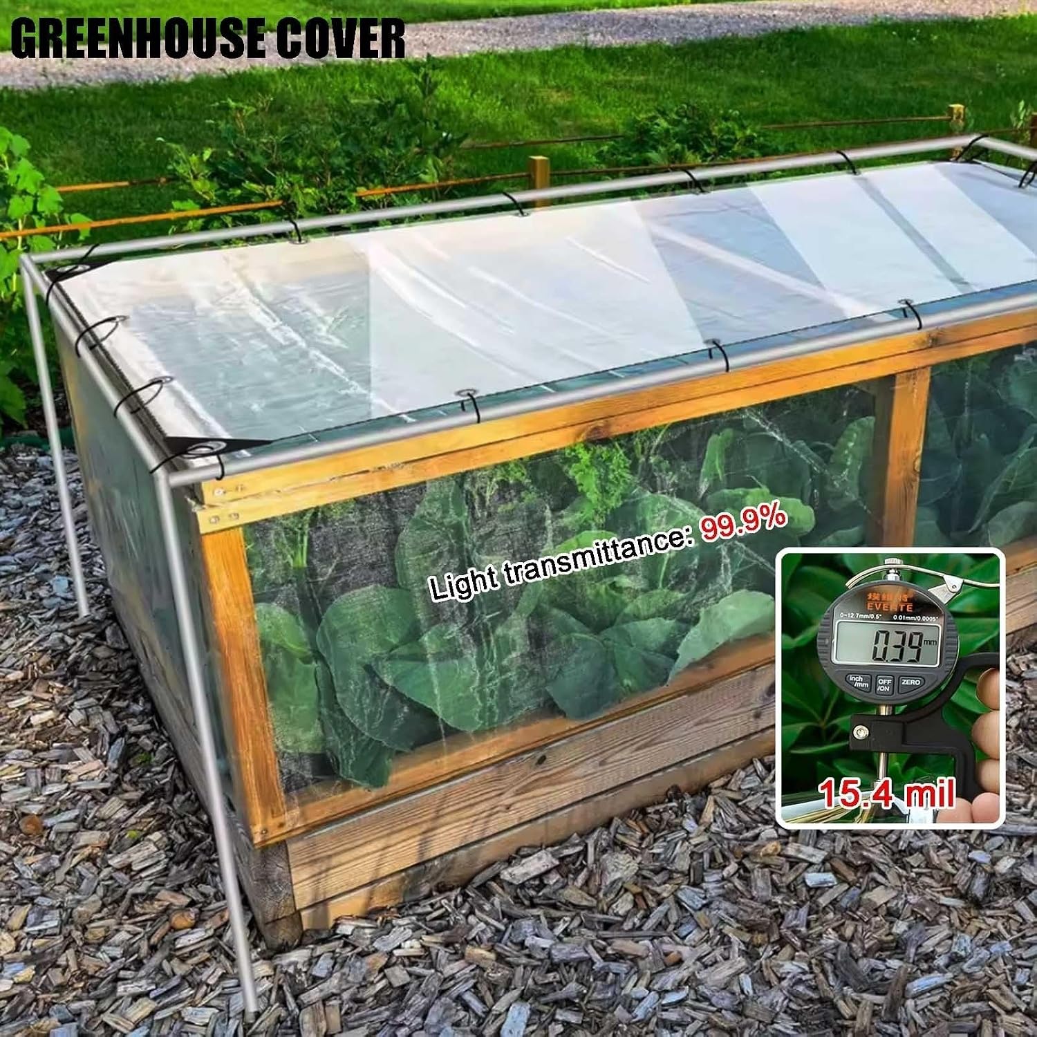 Clear Tarps for Patio 4x8 6x8 8x10 10x12 12x12ft 16 Mil Dustproof Garden Transparent Tarpaulin with Grommets and Tie Down Included Heavy Duty UV PVC Protection Greenhouse Plastic Tarp(12x22FT)