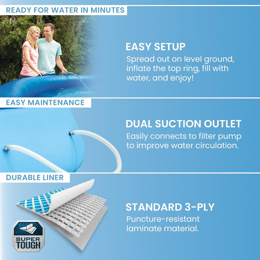 Intex 15ft x 48in Easy Set Outdoor Above Ground Swimming Pool Kit with Ladder, Cover, 1000 GPH GFCI Filter Pump and 6 Replacement Filter Cartridges