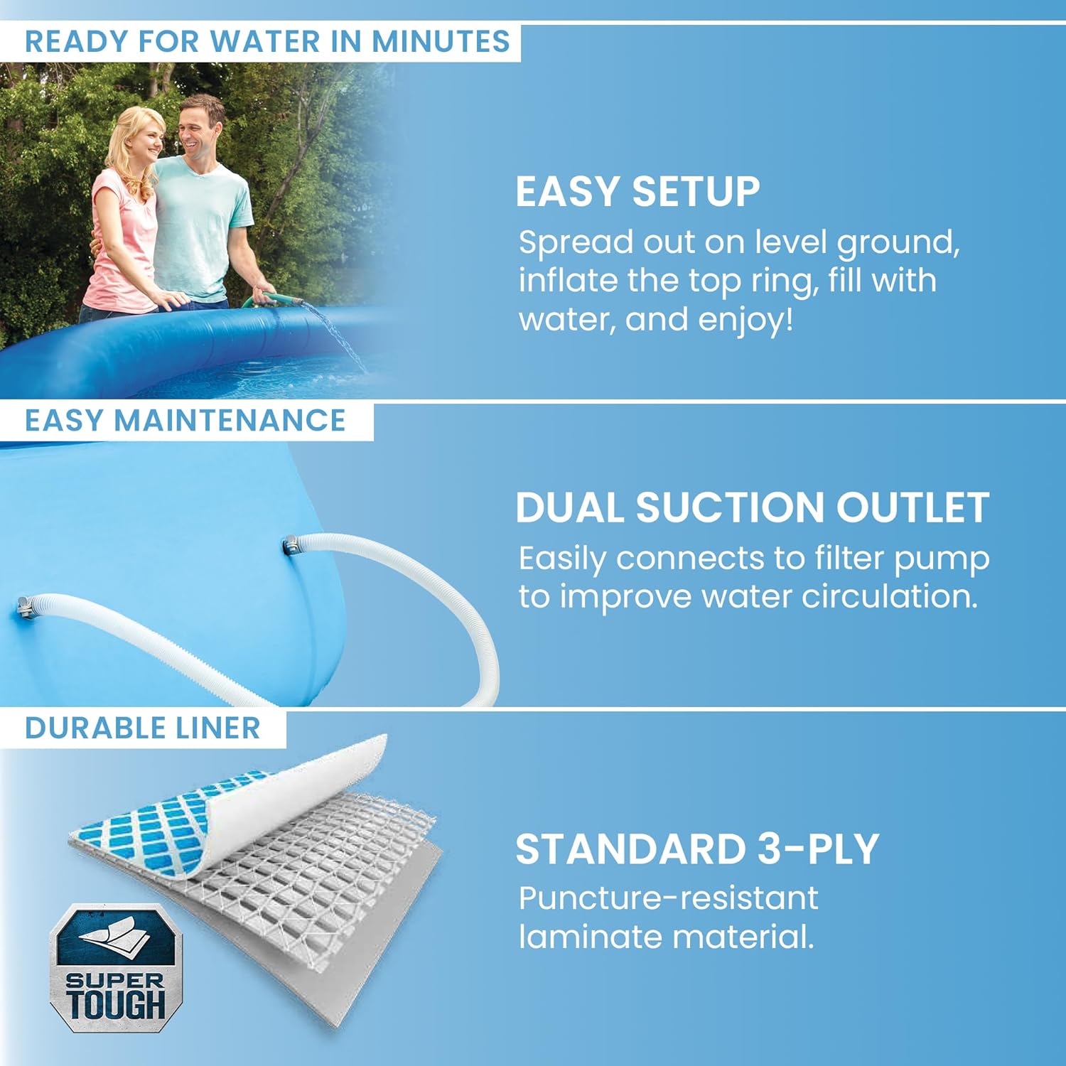 Intex 15ft x 48in Easy Set Outdoor Above Ground Swimming Pool Kit with Ladder, Cover, 1000 GPH GFCI Filter Pump and 6 Replacement Filter Cartridges