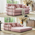 YINIX Convertible Sleeper Sofa - 35'' High-Back Floor Couch Bed - Folding Sofa Bed with Rounded Arm Supports - Floor Sofa Lounge Sofa Bed for Living Room - Pink