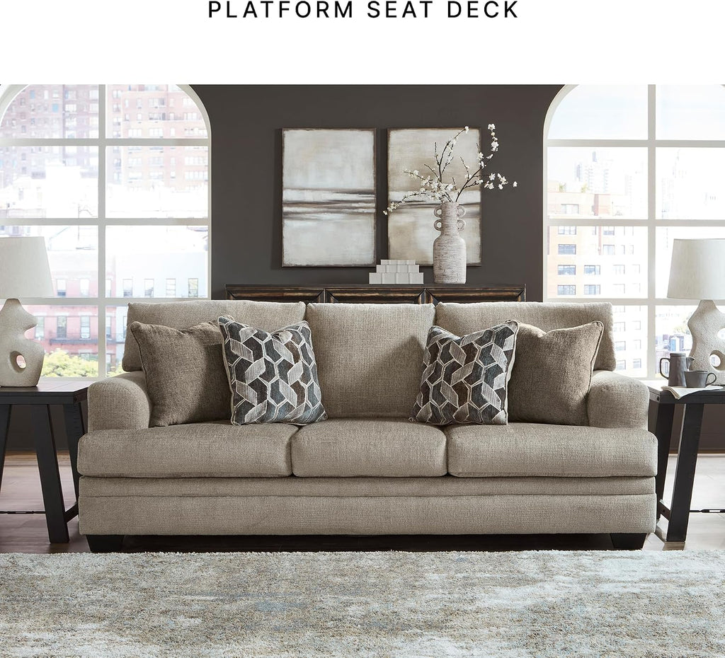 Signature Design by Ashley Stonemeade Casual Sofa with 4 Toss Pillows, Light Brown