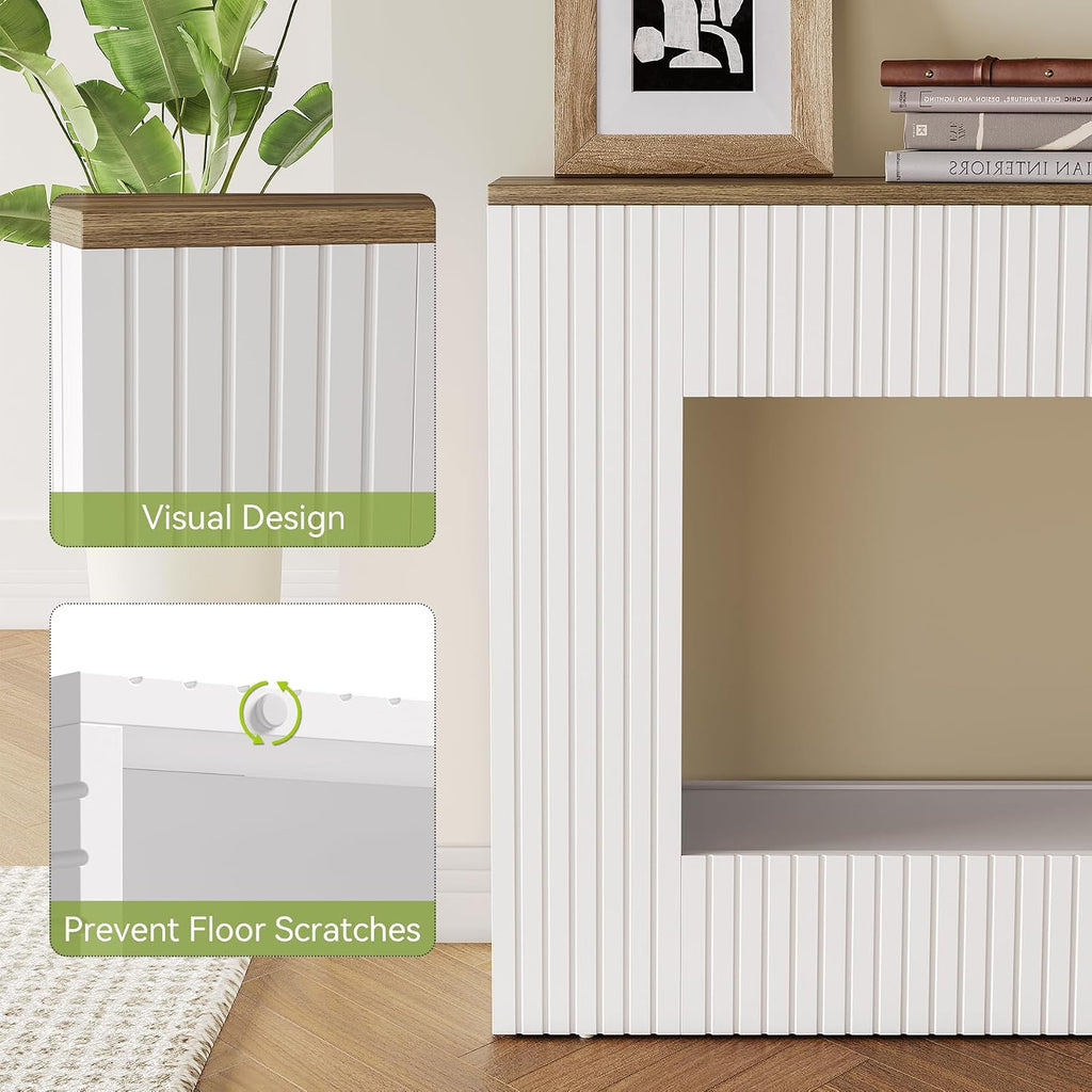 LITTLE TREE White Console Table for Entryway, 55 Inch Long Narrow Farmhouse Sofa Table with Storage for Living Room, Hallway, Entry, Behind Couch, Entrance, Foyer