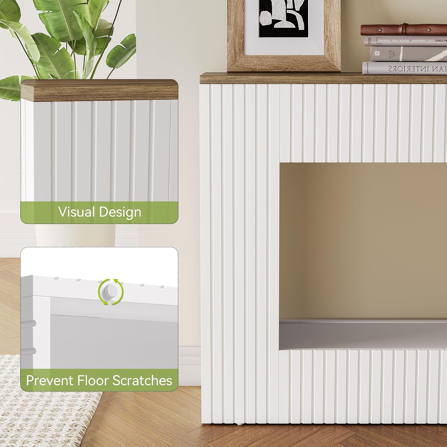 LITTLE TREE White Console Table for Entryway, 55 Inch Long Narrow Farmhouse Sofa Table with Storage for Living Room, Hallway, Entry, Behind Couch, Entrance, Foyer