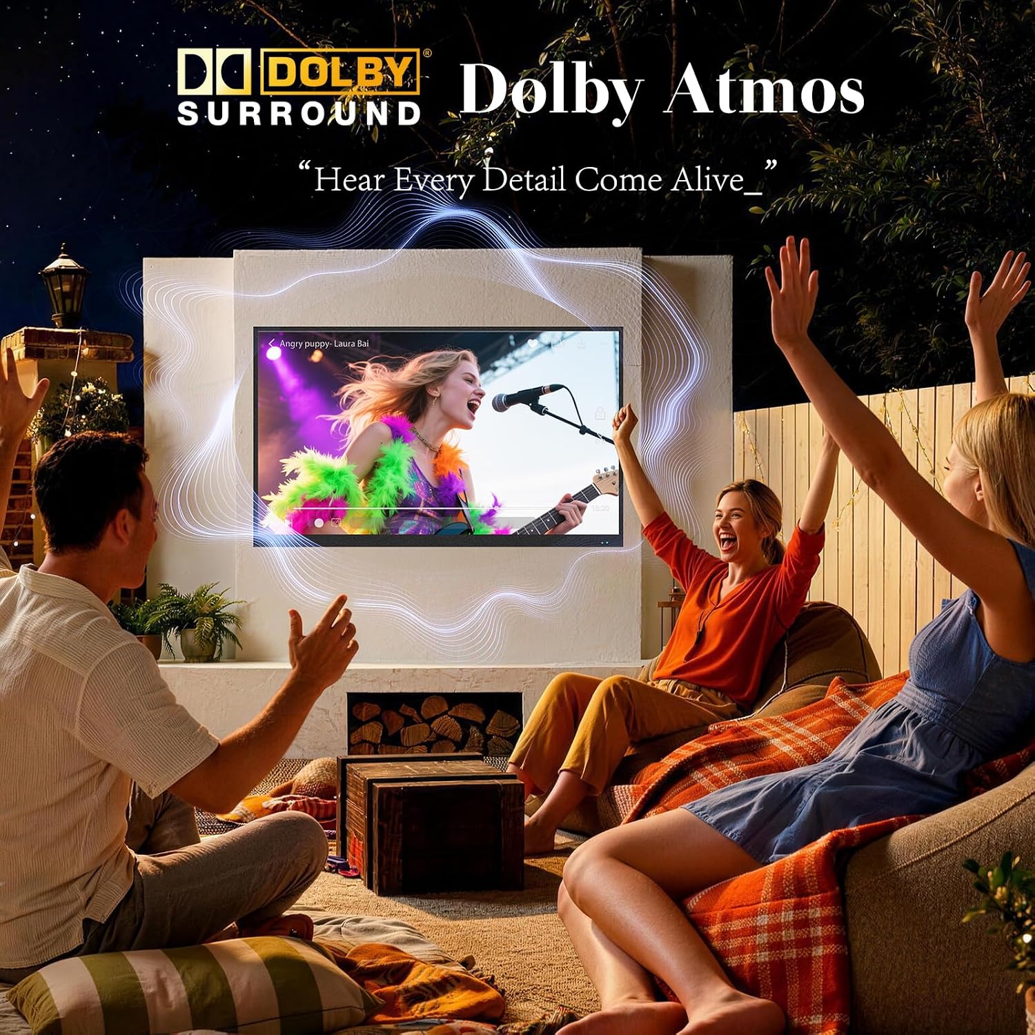 65 Inch Outdoor TV, 2000Nit 4K UHD, IP55 Waterproof & Dustproof Smart TV, Dolby Atmos Audio, WebOS 22 System with Voice Control, for Backyard, Poolside, Restaurant & Commercial Display