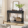 IDEALHOUSE Console Table with 2 Drawers, Farmhouse Sofa Table with Storage Shelf, Accent Wood Entryway Table for Living Room, Hallway, Foyer-Black, 43D x 12W x 30H in (WCT001)