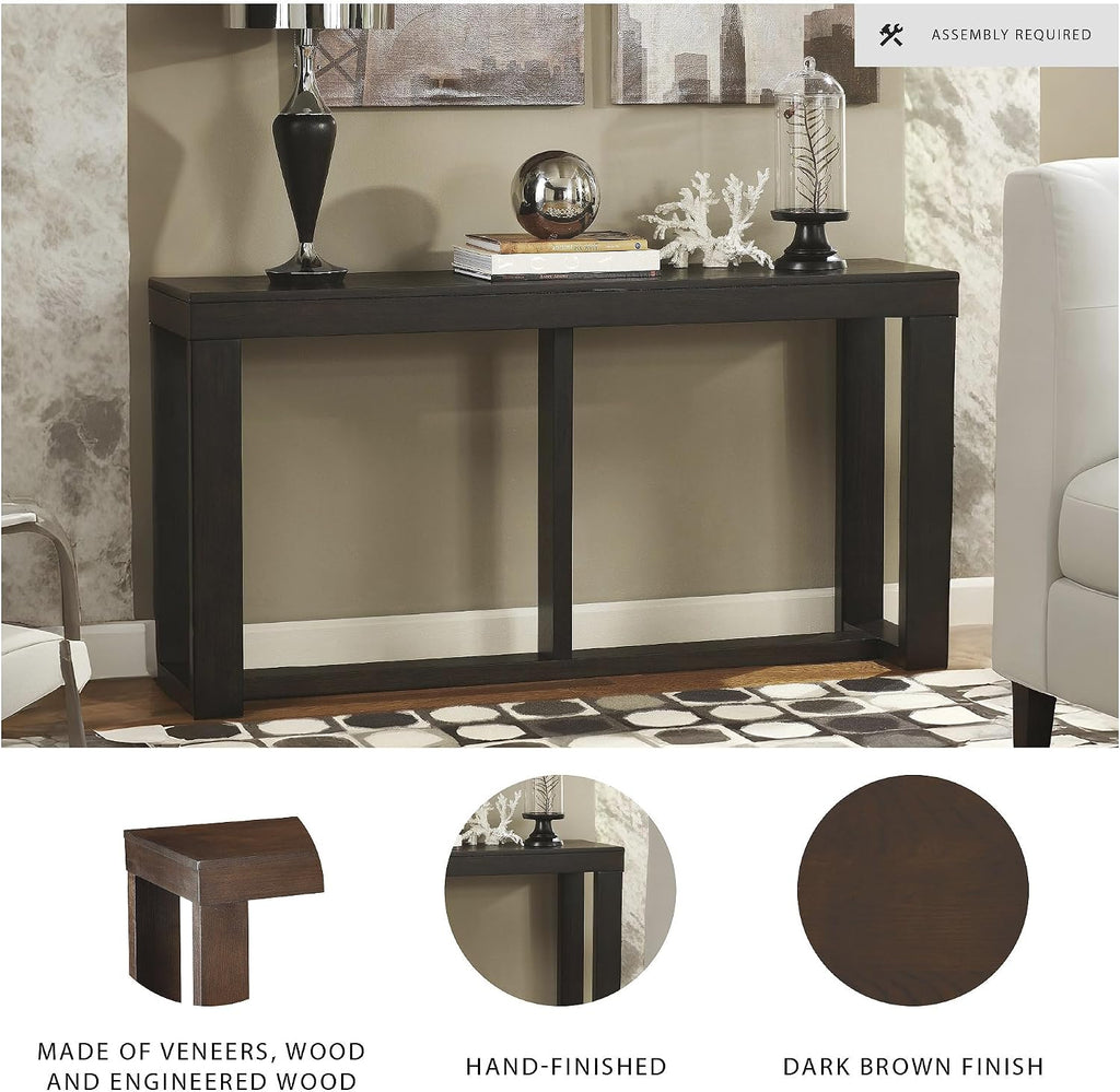Signature Design by Ashley Watson Mid-Century Rectangular Sofa Table, Dark Brown