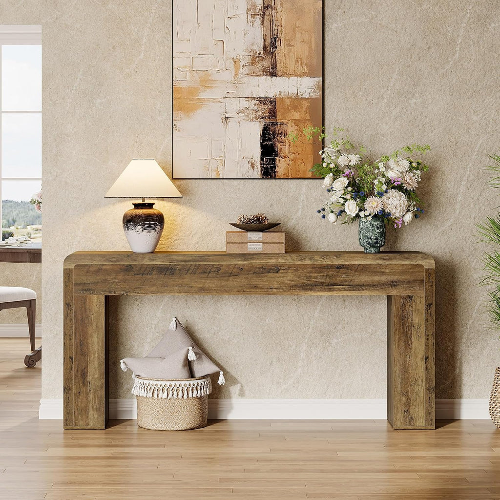 Tribesigns 70.9-Inch Extra Long Console Table, Rustic Wooden Sofa Table Behind Couch, Farmhouse Entryway Console for Living Room, Entryway, Hallway, Foyer (Brown)