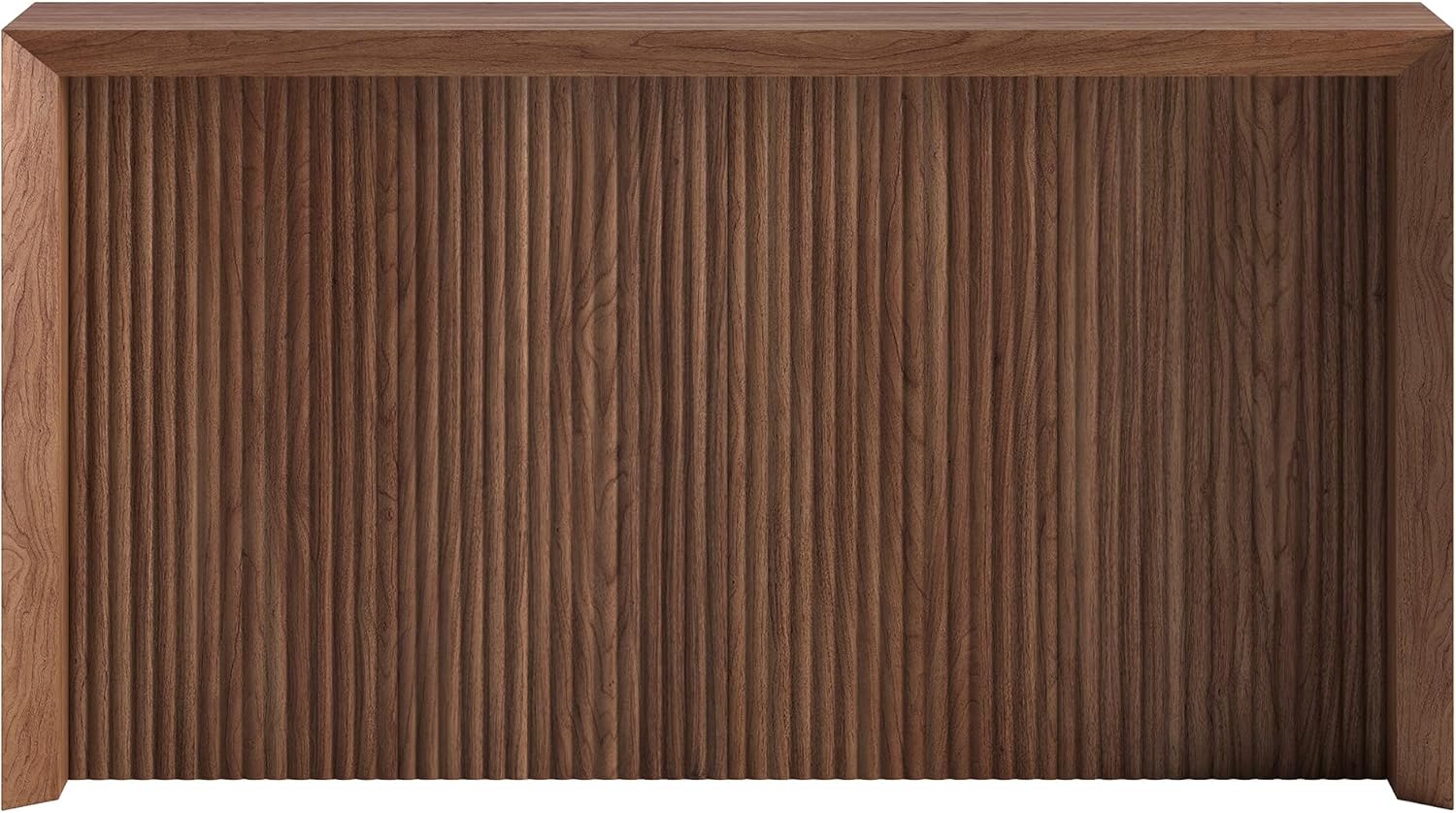 Henn&Hart 56' Fluted Wooden Rectangular Console Table Ribbed Entryway Table, Sofa Table for Entryway, Living Room, Couch, Hallway, or Office, Medium Walnut