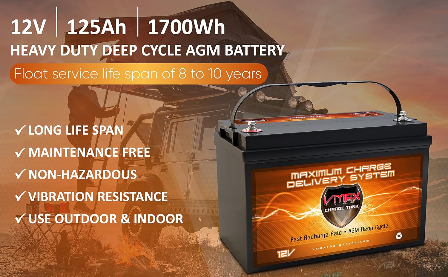 SLR125 Replacement Battery for Nature's Generator Elite Power Pod Upgrade from 100Ah to 125Ah. POWER POD BATTERY UPGRADE: VMAX SLR125 12V 125AH AGM Sealed Deep Cycle 12 Volt battery.