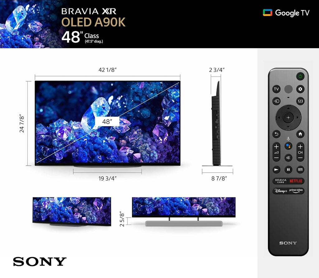 Sony XR48A90K 48 Inch 4K Bravia XR OLED High Definition Resolution Smart TV with 4 Year Amber Protection Plan (2022)