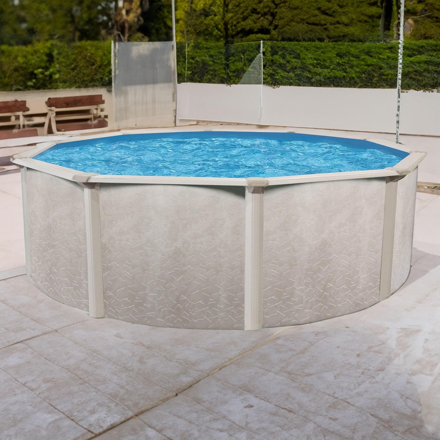 Aquarian Above Ground Pool Kit w/Pump & Leaf Skimmer, Phoenix Steel-Frame, 21', Transparent - Large Heavy-Duty Outdoor Family Swimming Pool for Backyard, Patio, and Yard