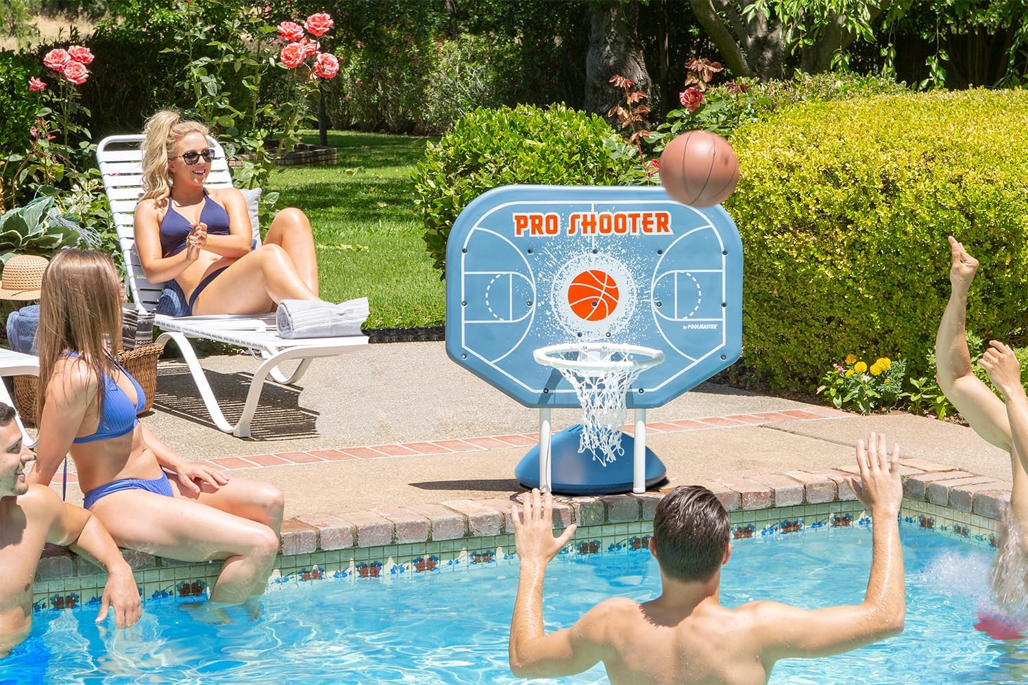 Poolmaster Pro Shooter Poolside Basketball Hoop Set for Swimming Pool Games