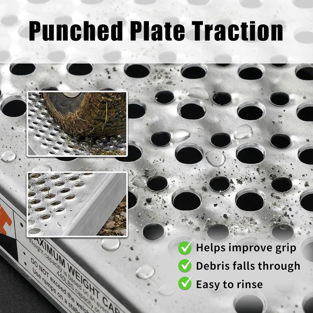 Aluminum Shed Threshold Entry Ramps for Lawn Mower, 2-Pack, 58.81' x 7.87', Punched Plate Traction, 880 lb per Pair