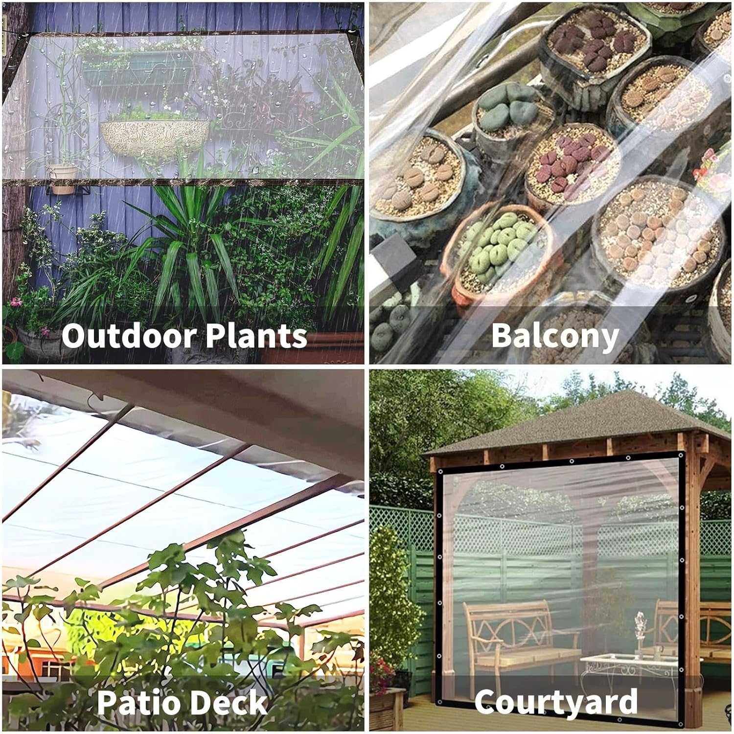 4x6 FT Clear Waterproof Tarps Heavy Duty Transparent Tarpaulin, Rainproof Transparent Windproof Snowproof, PVC Clear Waterproof Cover Tarp Foldable Tarpaulin Heavy Duty