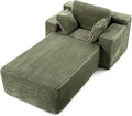 67' Oversized Chaise Lounge Chair Indoor with Ottoman and Double Side Pockets, Corduroy Deep Seat Couch, Boneless Couches for Living Room, No Assembly, Green