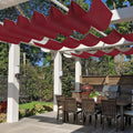 Windscreen4less 3' x 8' Waterproof Retractable Sun Shade Canopy Cover Sliding Wave Shade Sail for Pergola Patio Deck Yard Gazebo Outdoor (Red)