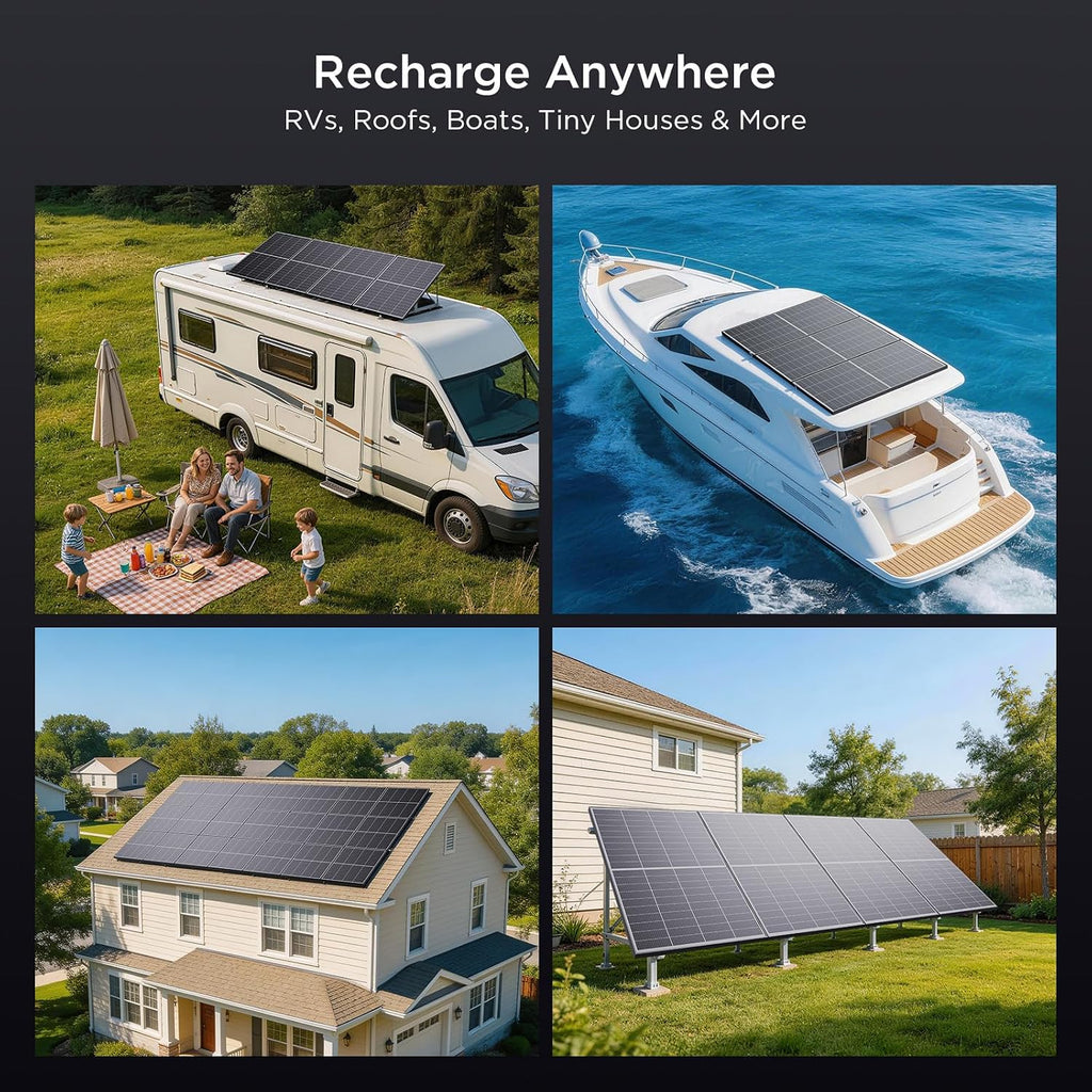 N-Type 16BB 200W Bifacial Solar Panel, 200 Watt Solar Panel for 12V Battery Systems, 25% High Efficiency, Dual-Module Parallel Anti-Shade Design, for RV Van Marine Home Rooftop Off-Grid