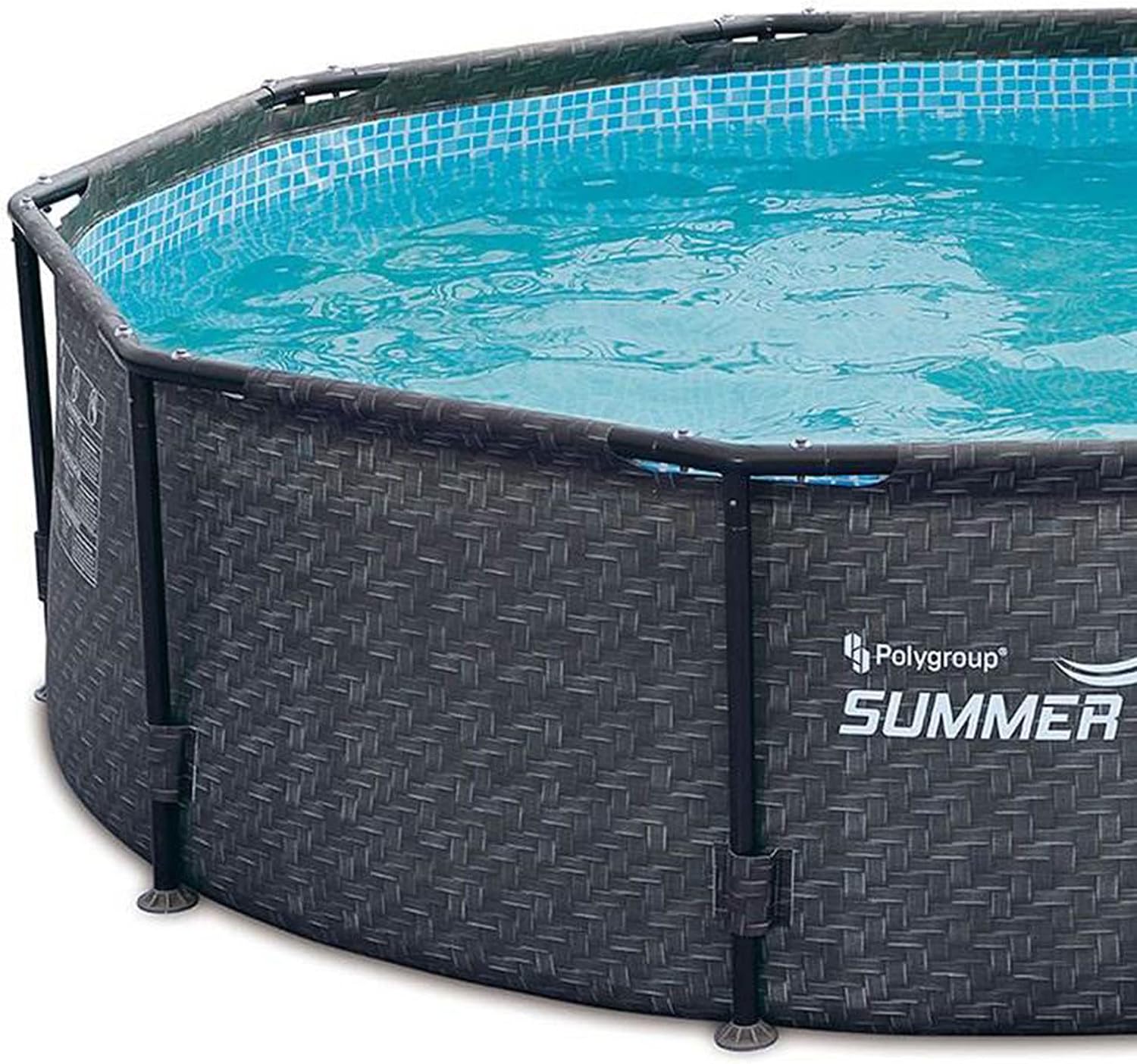 Summer Waves P20010301 Active 10ft x 30in Outdoor Round Frame Above Ground Swimming Pool Set with 120V Filter Pump with GFCI, Gray Wicker