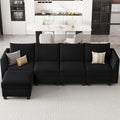 Belffin Modular Sectional Sofa Couch with Reversible Chaise Velvet L Shaped Storage 4-seat Convertible Black