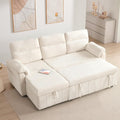 Tbfit 84'' Sleeper Sofa Bed, 3 in 1 Cloud Pull Out Sofa Couch with USB & Storage Chaise, Convertible Sofa Bed with Pull Out Bed, Couches for Living Room, Apartment, Office, White Sherpa