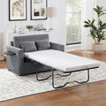 Twin Size Sofa Bed 47.2' Sleeper Sofa Loveseat Sofa with a Foldable Mattress, a Foldable Side Table, a Side Storage Pocket and Two USB Ports for Living Room, Gray
