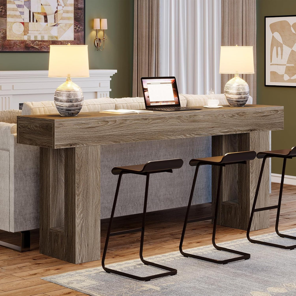 Tribesigns 63-Inch Long Console Table, Wooden Rectangular Sofa Table Behind The Couch, Farmhouse Entryway Table for Entrance, Hallway, Living Room (Grey)