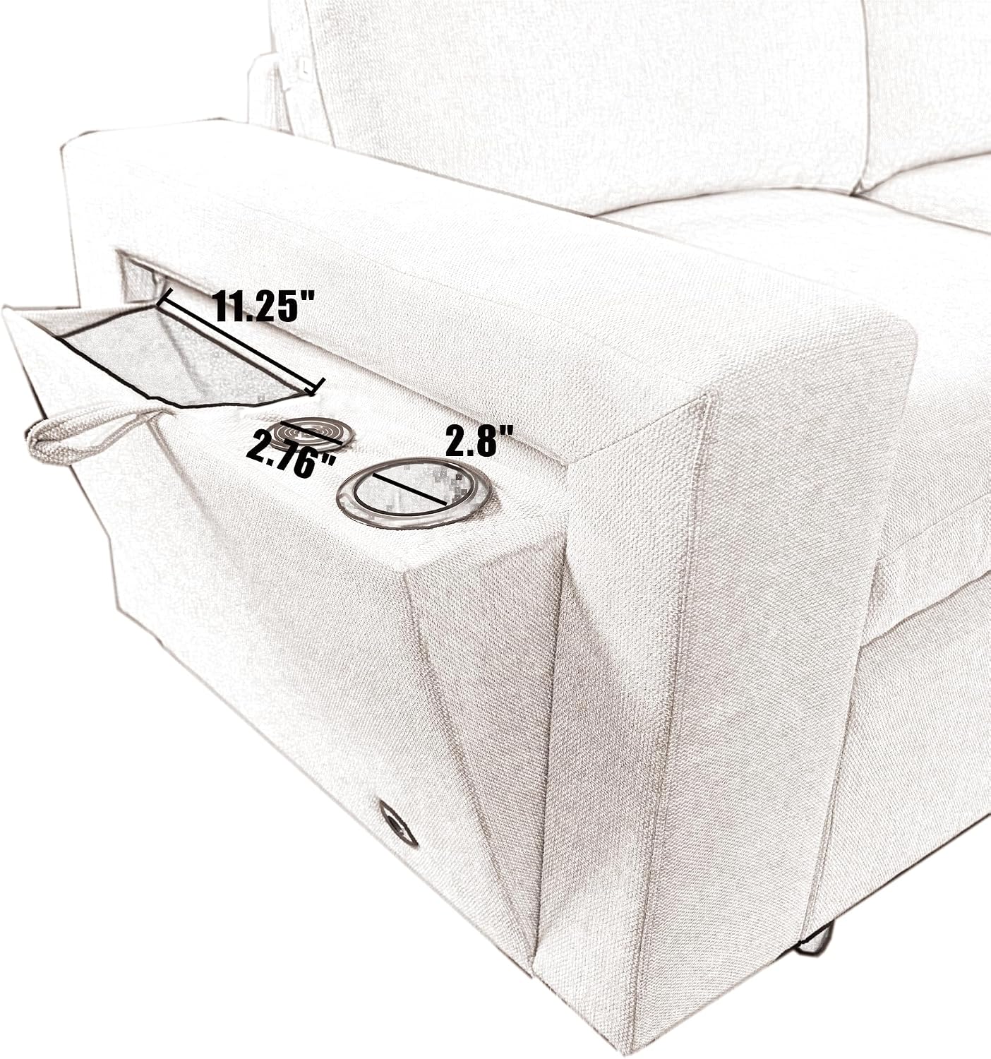 Modular Sectional Couch, L-Shaped Sectional Sofa Chaise with Dual USB-C Charging & Cup Holders, Modern 5 Seat Couches for Living Room with Storage & Armrests, Soft Linen Fabric, Grey