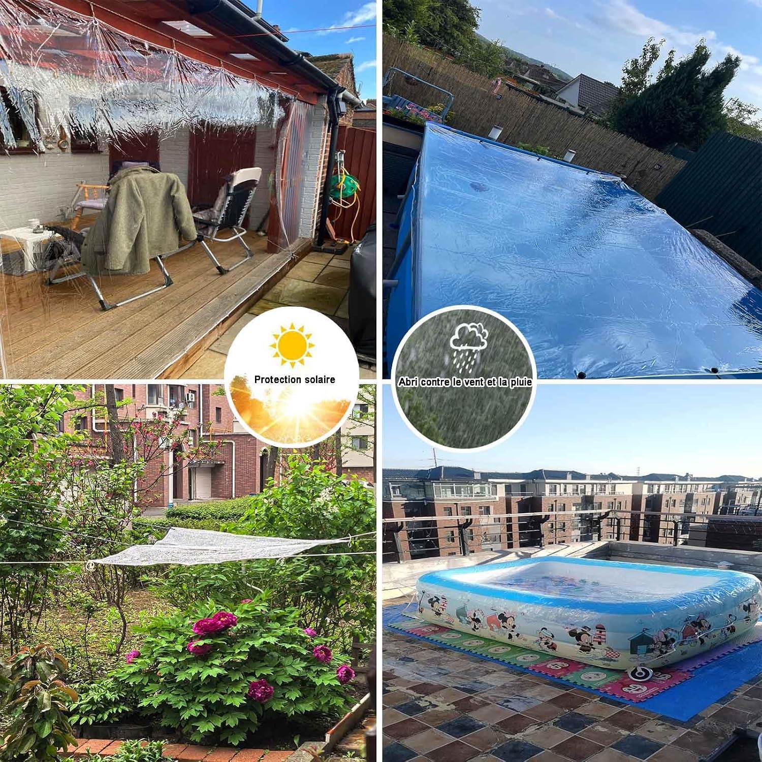 Heavy Duty PVC Vinyl Clear Tarps All Weather 100% Waterproof Transparent Tarpaulin Shield with Grommets Ropes Anti-UV for Greenhouse, Patio Garden Porch Pavilion Outdoor(19x22')