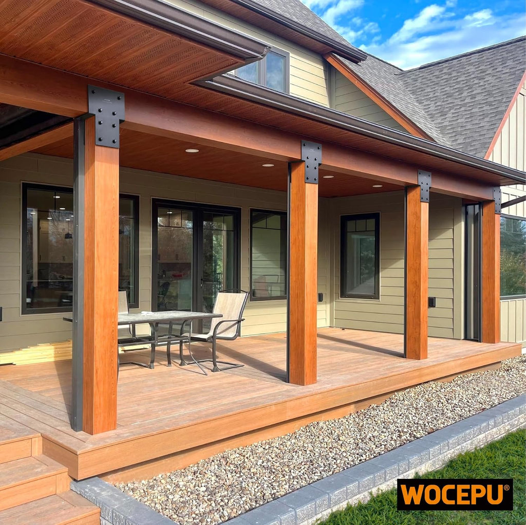 3 Pack Heavy Duty 8x8 (Actual 7.5'x7.5') Stainless Steel Post Caps Tie Bracket , Fit Connecting Wood Gazebo, Deck Patio Post and Wood Beams Bracket ( Dark Ggray)