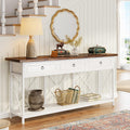 Tribesigns 70.8' Console Table with 3 Drawers, Farmhouse Entryway Table with Storage Shelf, Narrow Long Sofa Foyer Table for Entryway, Hallway (White/Brown)
