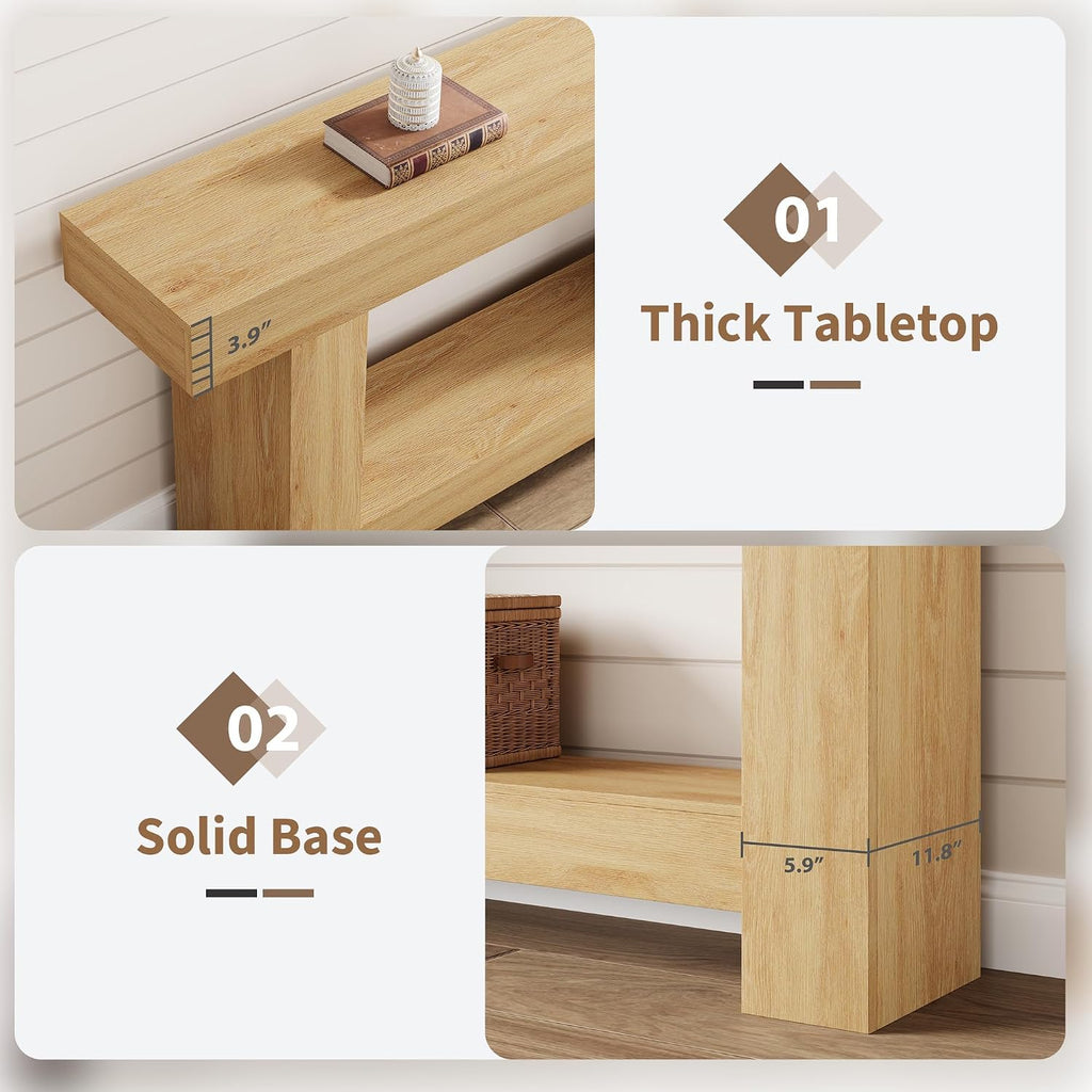 63-Inch Long Console Table, Farmhouse Sofa Table Behind Couch, Wooden Console Tables with Storage, Entryway Entry Tables for Hallway Entrance Living Room