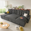 Ucloveria Sleeper Sofa Bed, 112' U Shaped Sectional Sofa Couches for Living Room, Pull Out Couch Bed with Dual Reversible Storage Chaise | Charging Station | Side Pockets | Removable Backrest