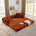 Antetek Modular Couch Bed, Convertible Folding Plush Corduroy Comfy Floor Compression Loveseat Sleeper Sofa Couch, King Size Bed for Guest Room Living Room Bedroom, No Assembly Required, Orange