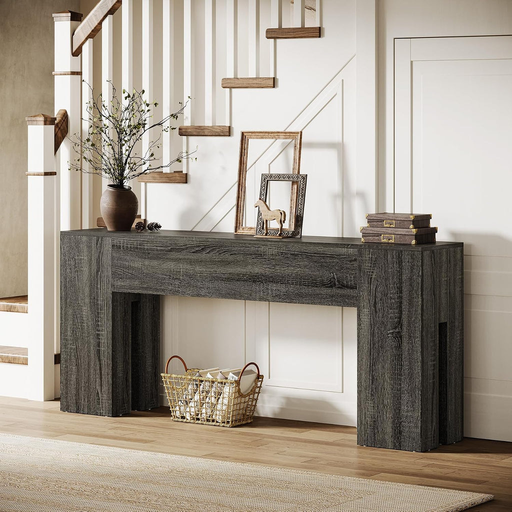 Tribesigns 71-Inch Long Console Table for Entryway, Farmhouse Sofa Console Behind Couch, Entry Table for Hallway, Foyer, Living Room, Gray