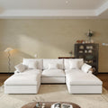 JACH U Shaped Sectional Couches, Cloud Sectional Couch with Deep Seat, 119' Down Filled Modular Sofa with Chaise, Covers Removable & Washable, Sofas Furniture for Living Room, White