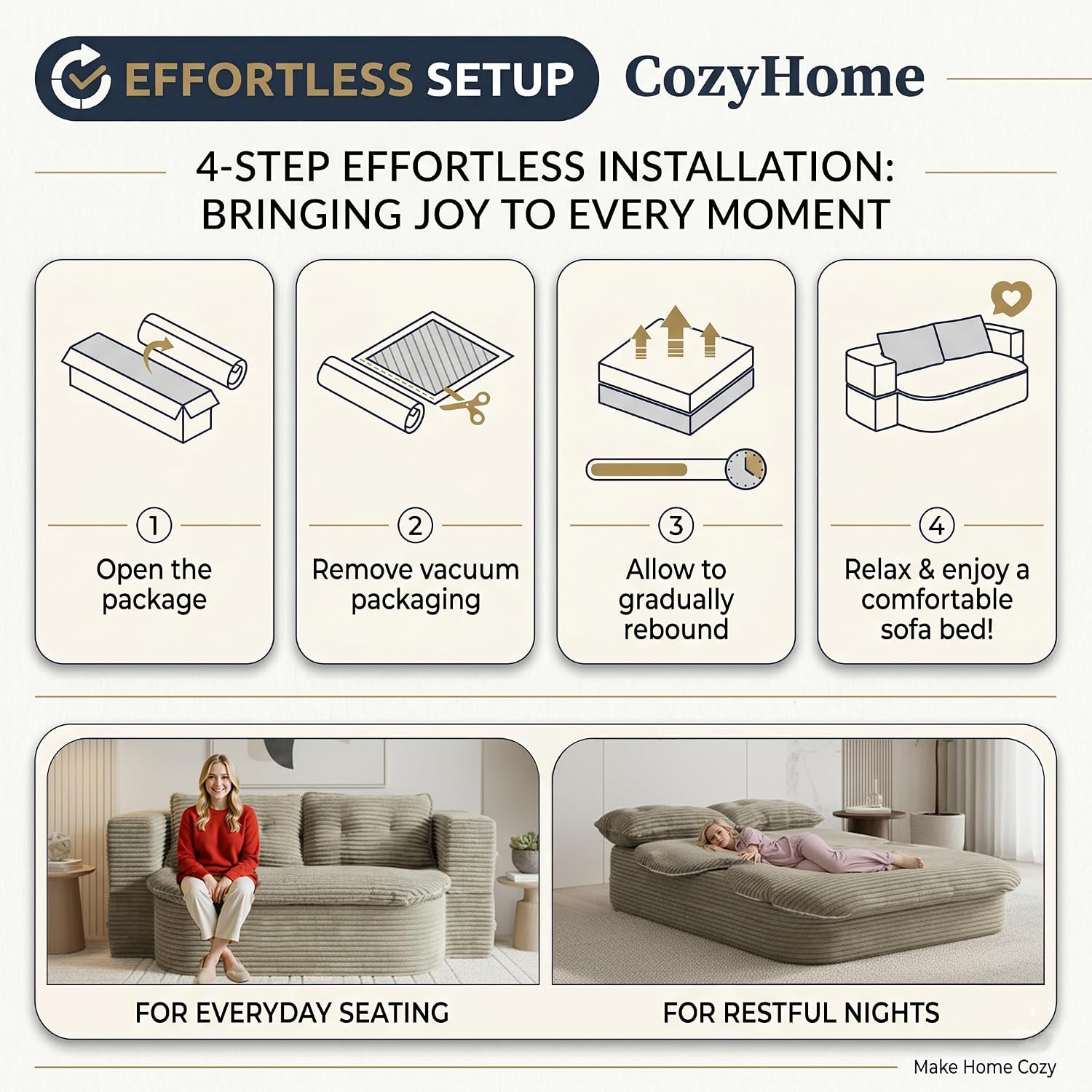 78.7-inch Folding futon Sofa Bed, Full-Size Convertible Sleeper Couch Bed, Memory Sponge Double Sofa with Comfortable Mattress, Suitable for Living Room and Guest Room (brown, 78.7 inches)