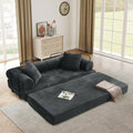 Antetek Modular Couch Bed, Convertible Folding Plush Corduroy Comfy Floor Compression Loveseat Sleeper Sofa Couch, King Size Bed for Guest Room Living Room Bedroom, No Assembly Required, Dark Grey