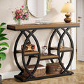 Tribesigns 39.4' Console Table, Industrial 4-Tier Sofa Table Entryway Table with Storage Shelves, Narrow Wood Accent Tables with Metal Frame for Small Spaces, Hallway, Foyer, Brown