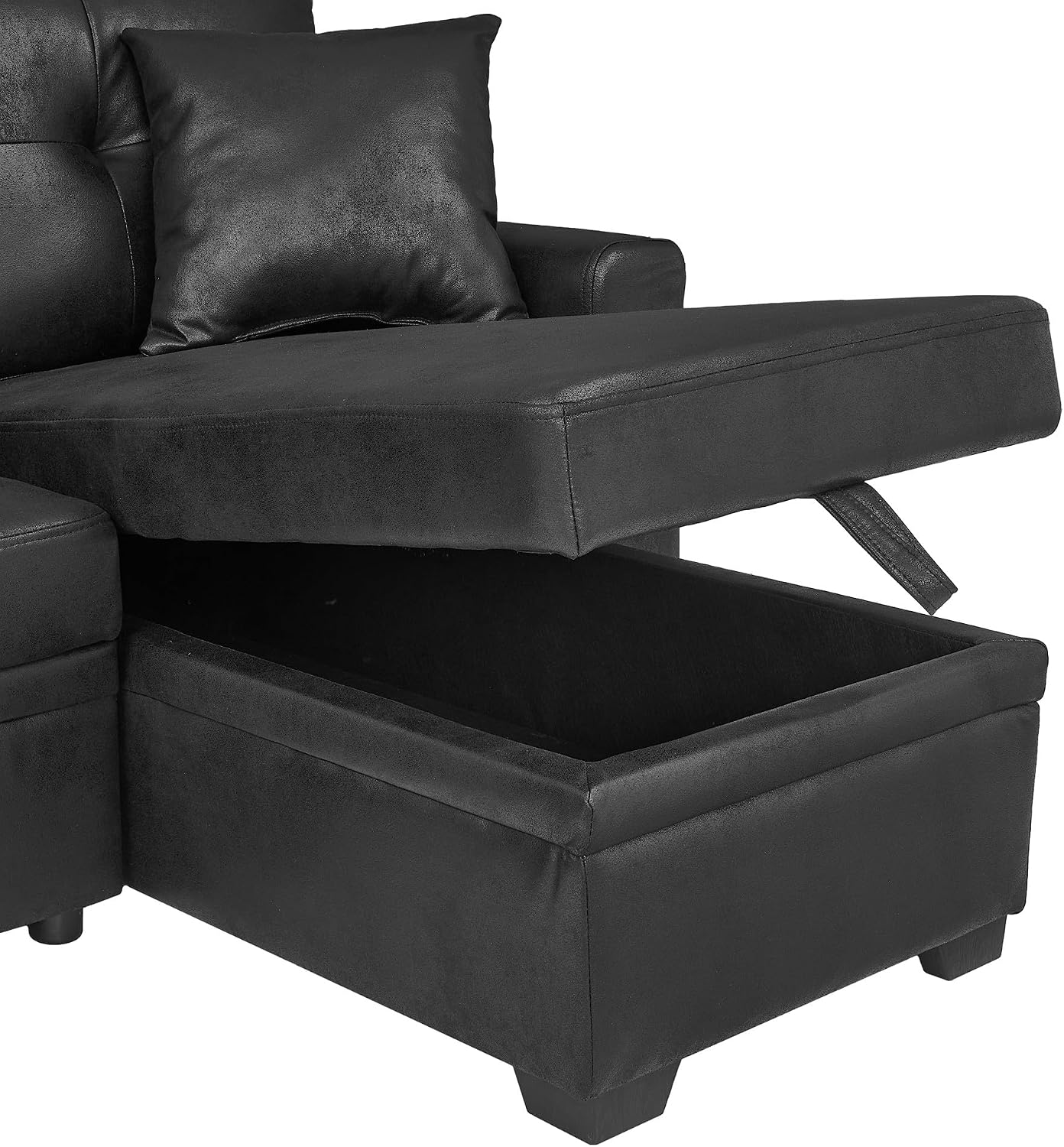 L Shaped Sectional Couch with Storage and Pull Out Bed, 3 Seater Sleeper Sofas Convertible Couches with Reversible Chaise for Living Room, Space Saving Small Sofa Bed for Small Spaces
