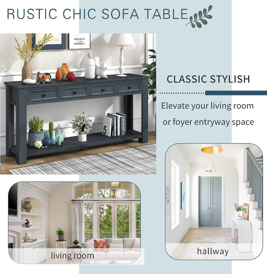Console Table Sideboard with Storage and Bottom Shelf for Living Room, Kitchen, Entryway/Hallway