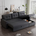 82' L-Shape Convertible Sleeper Sectional Sofa with Storage Chaise and Pull-Out Bed,Modular Corner Couch Lounge,w/Removable 3 Back Cushions and Armrest,for Home Furniture,Dark Gray