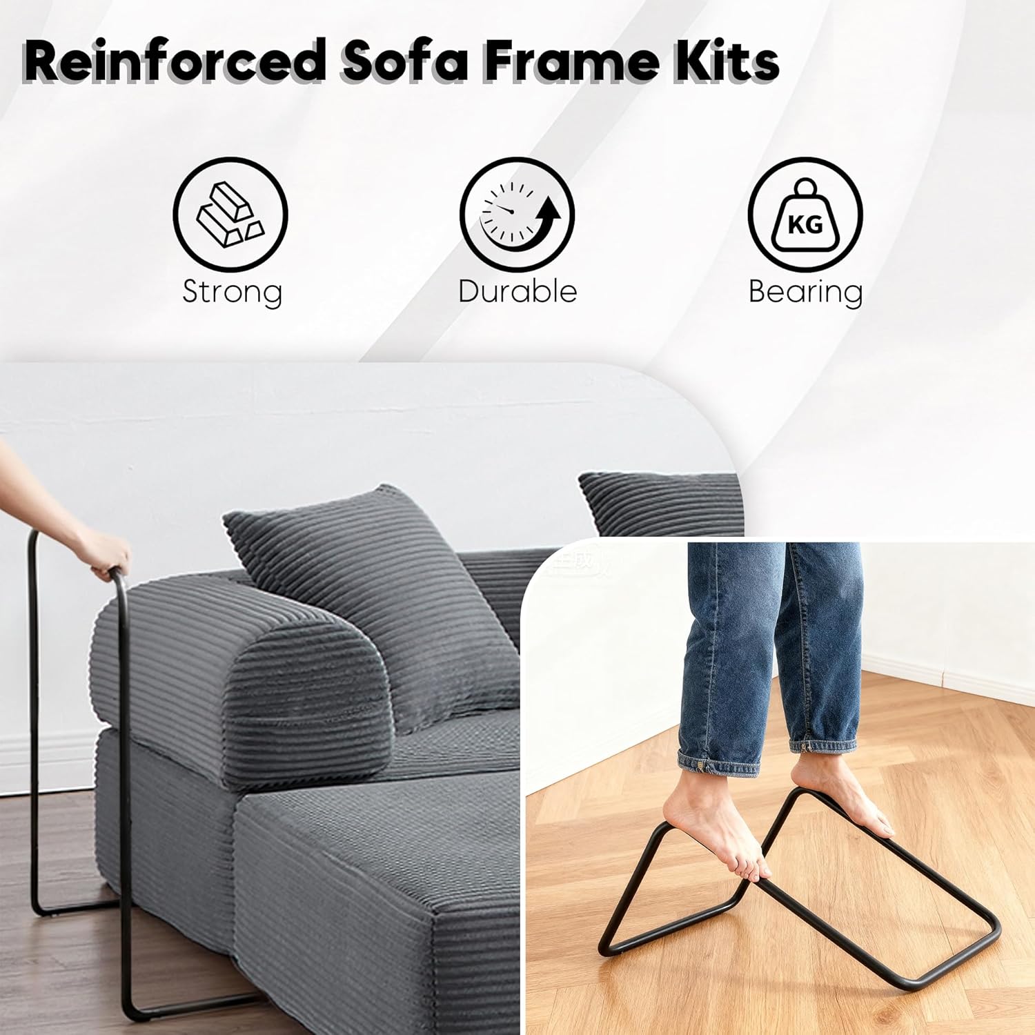 Oversized Modular Cloud Couch for Living Room, Corduroy L-Shaped Sectional Sleeper Sofa Bed with Fixed-Shape Frame, Modern Boneless Couch with Pillows & Storage，Grey