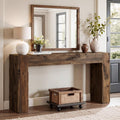 Tribesigns 63-Inch Solid Wood Console Sofa Table, Farmhouse Long Entryway Table Behind Couch for Living Room, Entrance, Hallway, Foyer, Easy Assembly (Dark Brown)
