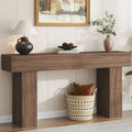 knoworld 63 Inch Long Console Table for Entryway, Farmhouse Wood Rectangular Sofa Table Behind Couch Table, Narrow Entryway Table for Living Room, Entrance, Hallway, Foyer, Easy Assembly (Brown)