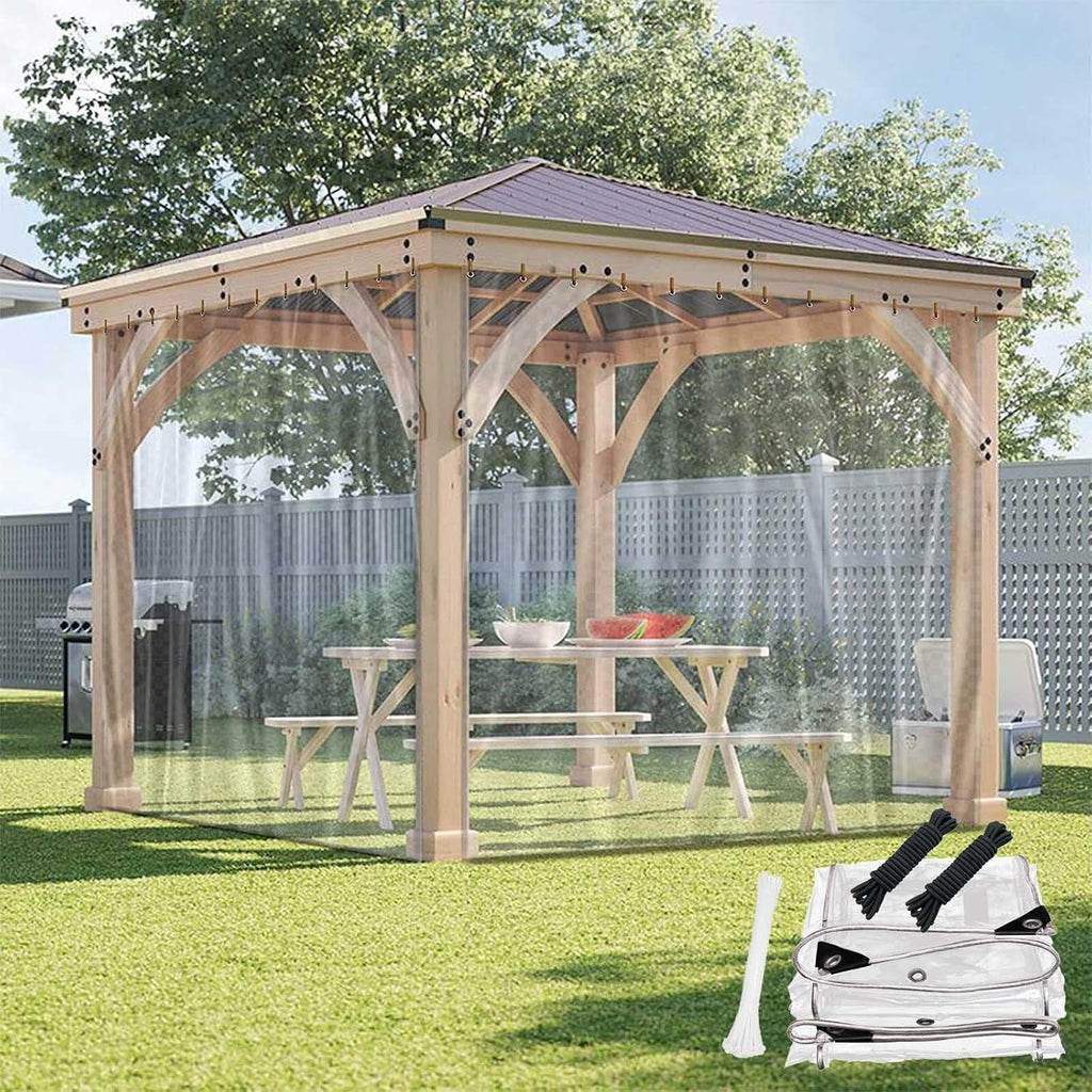 Heavy Duty PVC Vinyl Clear Tarps All Weather 100% Waterproof Transparent Tarpaulin Shield with Grommets Ropes Anti-UV for Greenhouse, Patio Garden Porch Pavilion Outdoor(16x20')